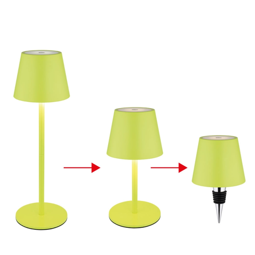 Globo - Dimbar, beröringsstyrd, uppladdningsbar bordslampa för utomhusbruk 3 i 1 LED/3W/5V 3000/4000/5000K IP54 1800 mAh grön