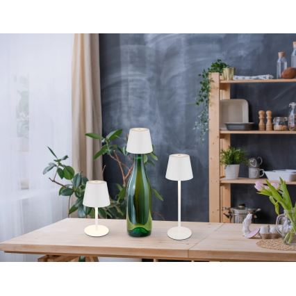 Globo - LED dimbar beröringsstyrd uppladdningsbar utomhusbordslampa 3-i-1 LED/3W/5V 3000/4000/5000K IP54 1800 mAh vit