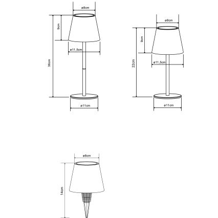 Globo - LED dimbar beröringsstyrd uppladdningsbar utomhusbordslampa 3-i-1 LED/3W/5V 3000/4000/5000K IP54 1800 mAh vit