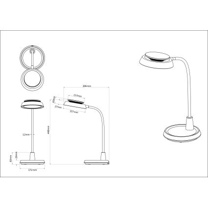Globo - LED dimbar beröringsstyrd bordslampa LED/12W/230V 3000/4000/6500K vit