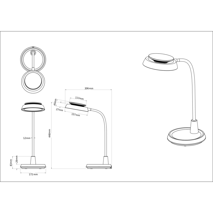 Globo - LED dimbar beröringsstyrd bordslampa LED/12W/230V 3000/4000/6500K vit