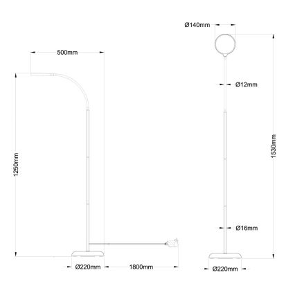 Globo - LED dimmbar beröringsstyrd golvlampa LED/8W/230V 2700K/4000K/6500K svart