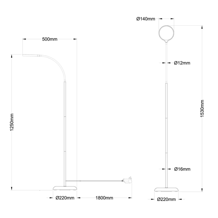 Globo - LED dimmbar beröringsstyrd golvlampa LED/8W/230V 2700K/4000K/6500K svart