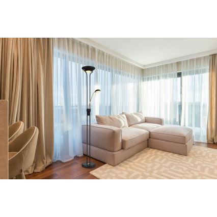 Globo - LED Dimbar golvlampa LED/20W/230V + LED/5,5W 3000K svart/guld