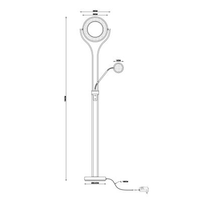 Globo - Dimmbar LED-golvlampa LED/20W/230V + LED/4W 3000K mässing