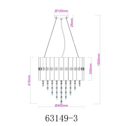 Globo - Ljuskrona med textilsladd 3xE27/40W/230V diameter 40 cm