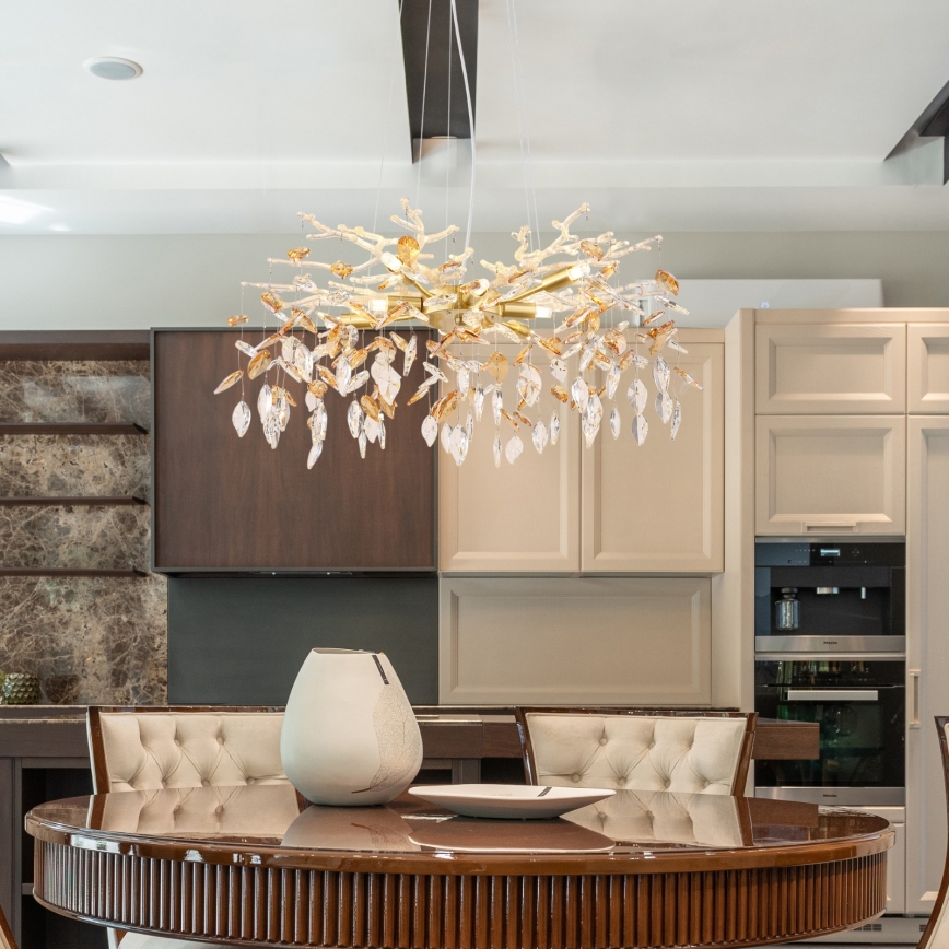 Globo - Ljuskrona med textilsladd 8xG9/8W/230V diameter 61 cm guld