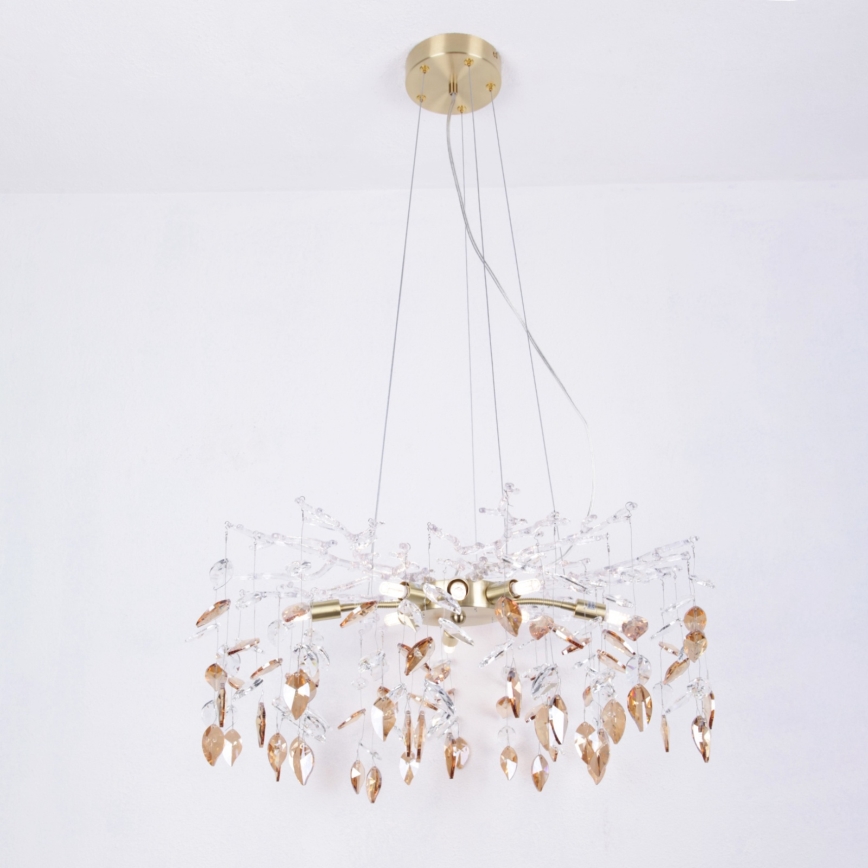 Globo - Ljuskrona med textilsladd 8xG9/8W/230V diameter 61 cm guld