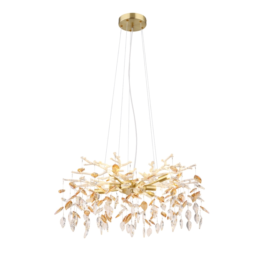 Globo - Ljuskrona med textilsladd 8xG9/8W/230V diameter 61 cm guld