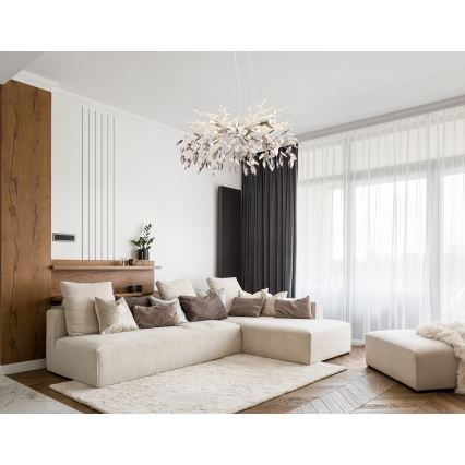 Globo - Ljuskrona med textilsladd 8xG9/8W/230V diameter 61 cm skinande krom