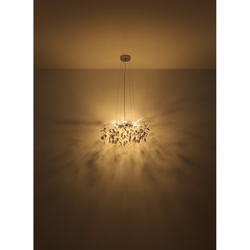 Globo - Ljuskrona med textilsladd 8xG9/8W/230V diameter 61 cm skinande krom