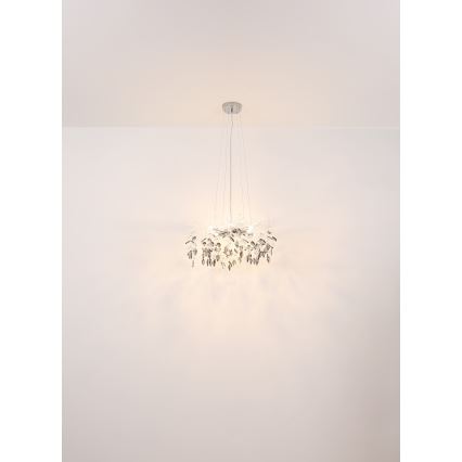 Globo - Ljuskrona med textilsladd 8xG9/8W/230V diameter 61 cm skinande krom