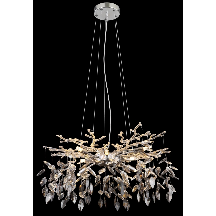 Globo - Ljuskrona med textilsladd 8xG9/8W/230V diameter 61 cm skinande krom