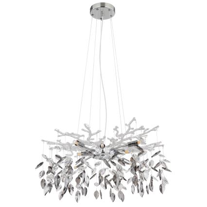 Globo - Ljuskrona med textilsladd 8xG9/8W/230V diameter 61 cm skinande krom