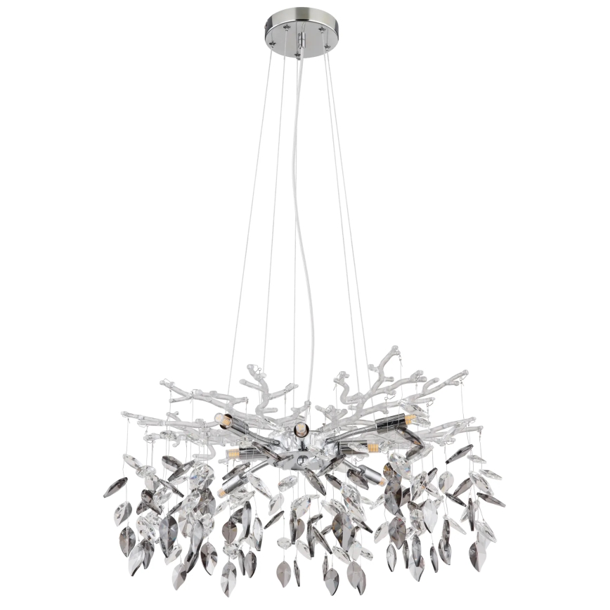 Globo - Ljuskrona med textilsladd 8xG9/8W/230V diameter 61 cm skinande krom