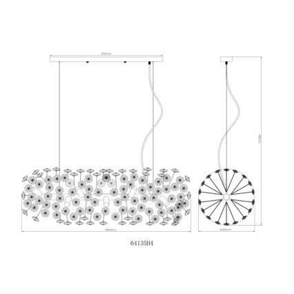 Globo - LED-ljuskrona på vajer 12xG9/3,5W/230V guld