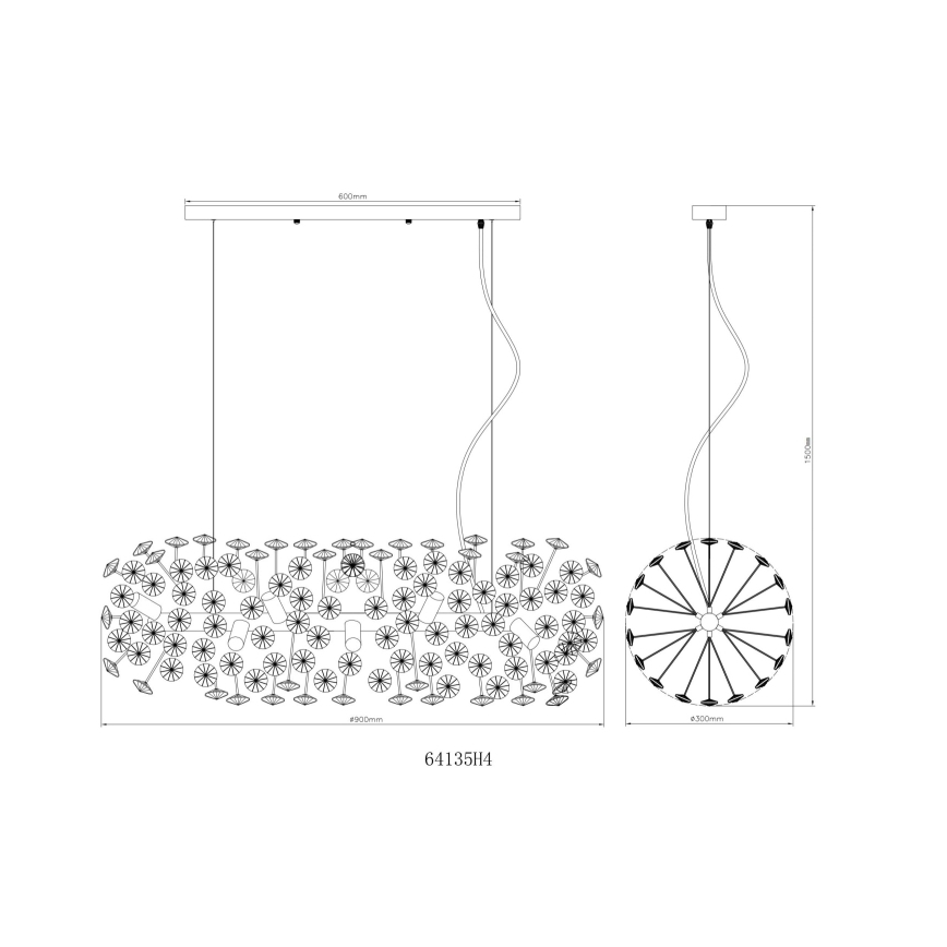 Globo - LED-ljuskrona på vajer 12xG9/3,5W/230V guld