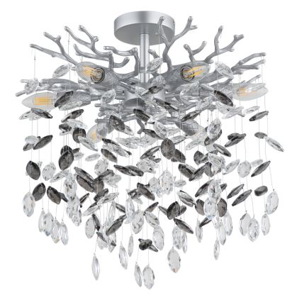Globo - Taklampa på stång 6xE14/40W/230V silverfärgad