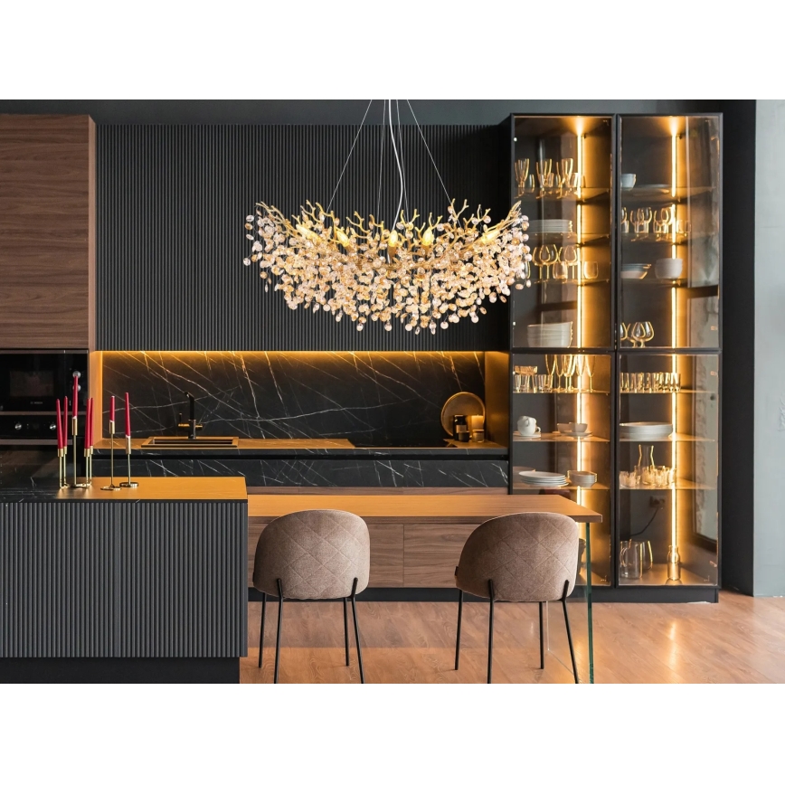 Globo - Pendellampa på vajer 10xE14/40W/230V guld