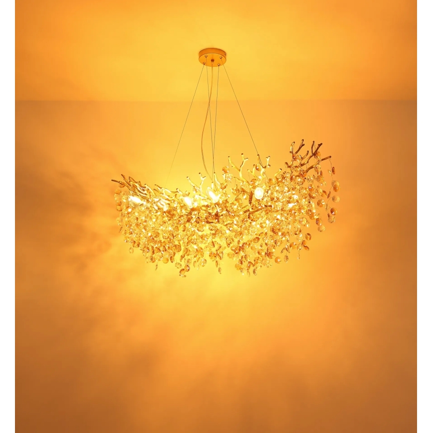 Globo - Pendellampa på vajer 10xE14/40W/230V guld
