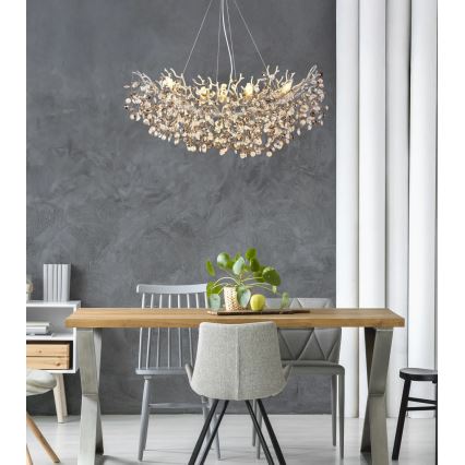 Globo - Takpendel på vajer 10xE14/40W/230V silver