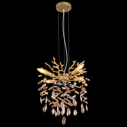 Globo - Hängande ljuskrona på kabel 4xE14/40W/230V, guldfärgad