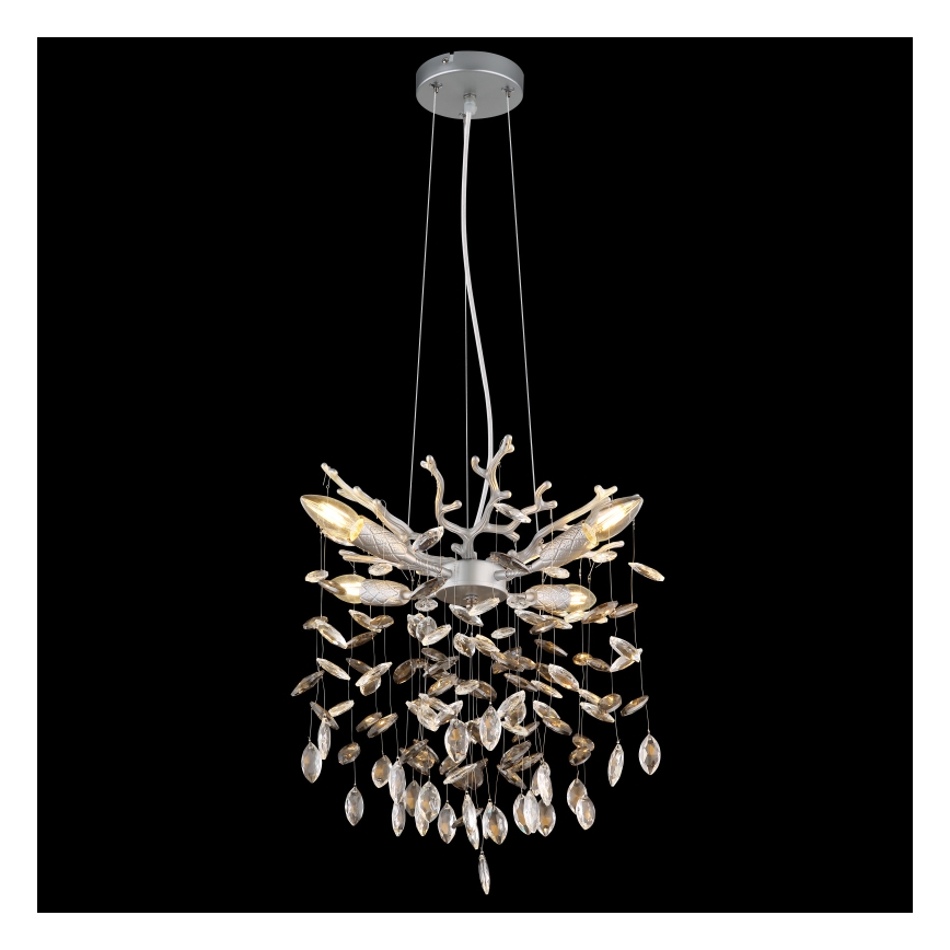 Globo - Taklampa med vajer 4xE14/40W/230V silverfärgad