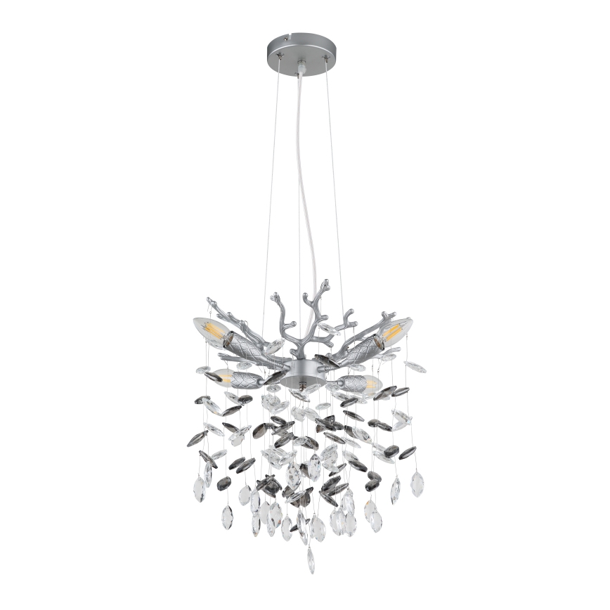 Globo - Taklampa med vajer 4xE14/40W/230V silverfärgad