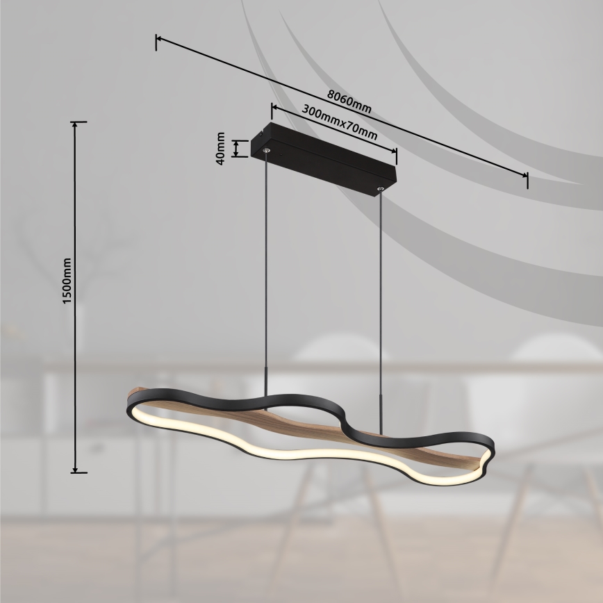 Globo - LED ljusreglerad ljuskrona på textilsladd LED/30W/230V 2700-6000K + fjärrkontroll