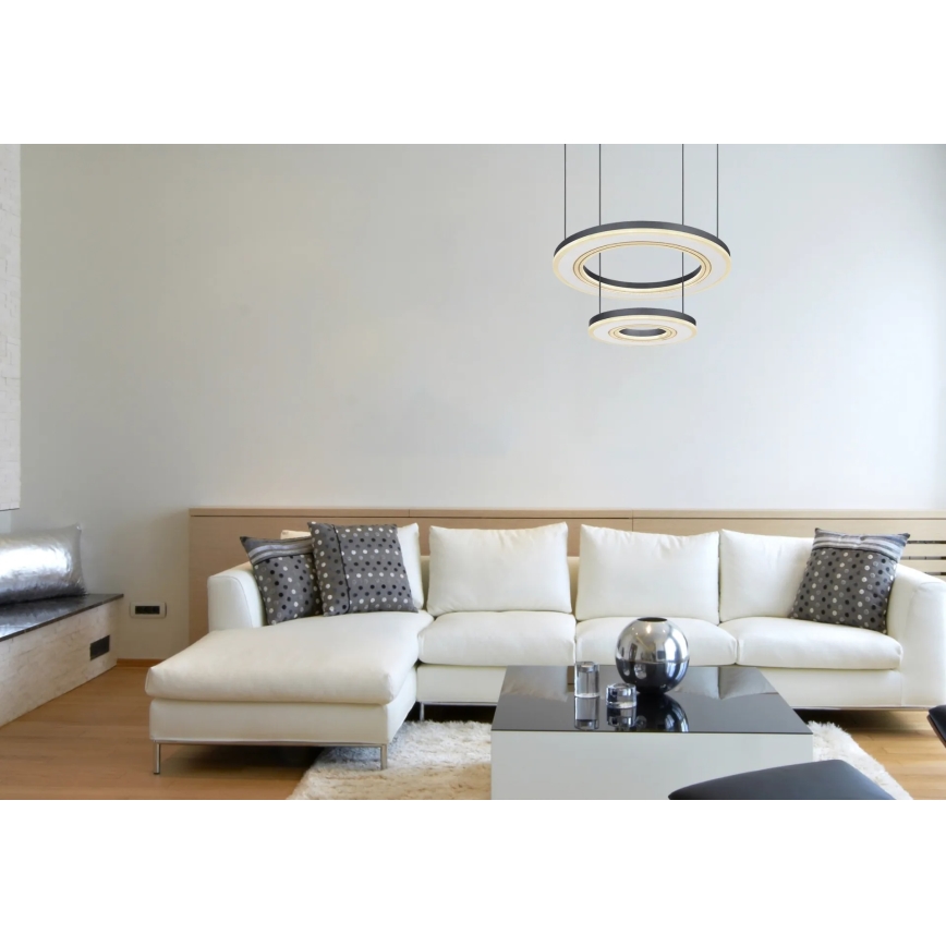 Globo - LED ljusreglerad ljuskrona på textilsladd LED/50W/230V 2700-6000K diameter 50 cm svart + fjärrkontroll