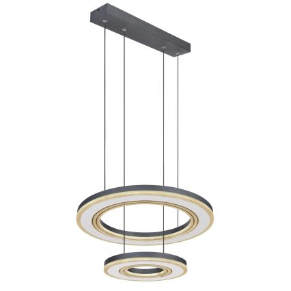 Globo - LED ljusreglerad ljuskrona på textilsladd LED/50W/230V 2700-6000K diameter 50 cm svart + fjärrkontroll