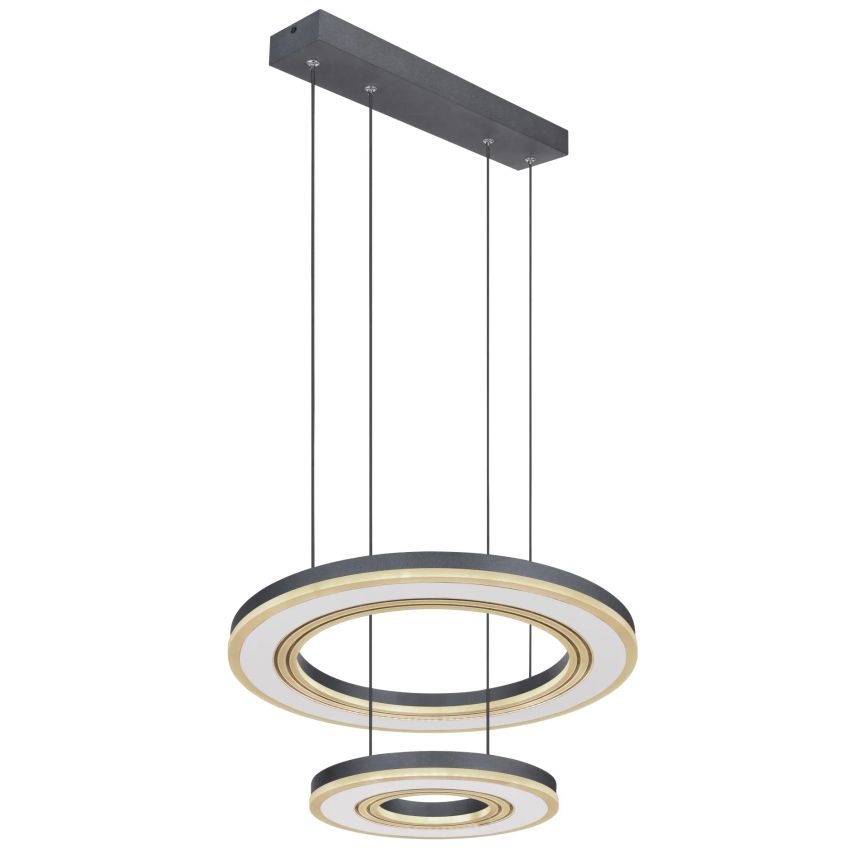 Globo - LED ljusreglerad ljuskrona på textilsladd LED/50W/230V 2700-6000K diameter 50 cm svart + fjärrkontroll