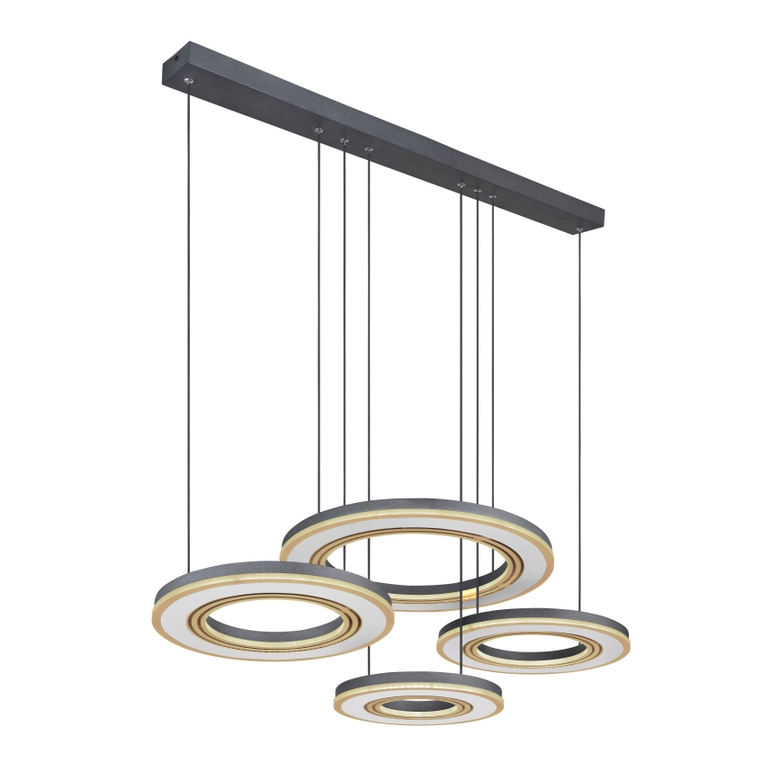 Globo - LED ljusreglerad ljuskrona på textilsladd LED/80W/230V 2700-6000K svart + fjärrkontroll