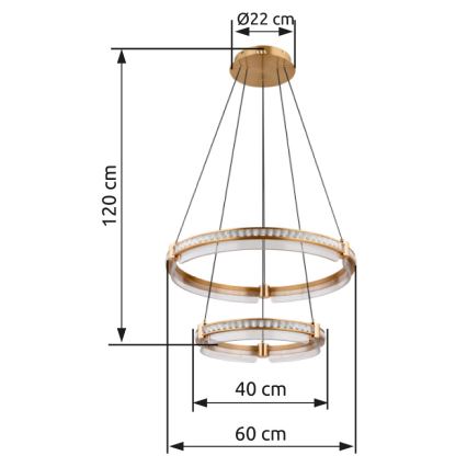 Globo - LED dimbar kristallkrona på kabel LED/78W/230V 2700K-6000K + fjärrkontroll