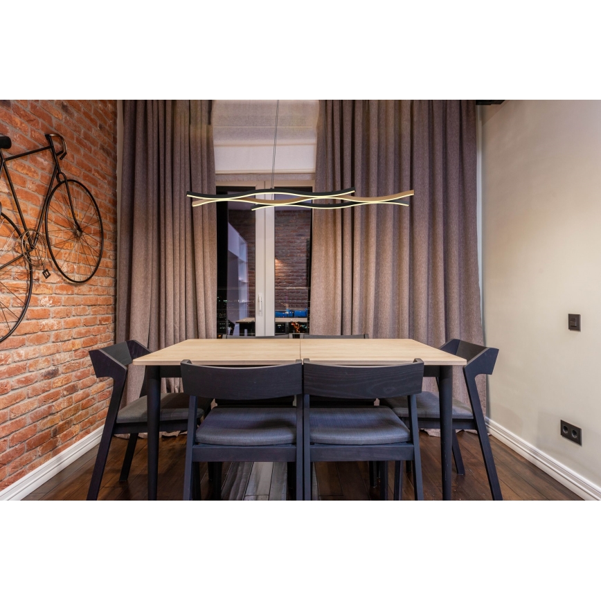 Globo - LED ljuskrona med textilsladd LED/35W/230V svart/brun