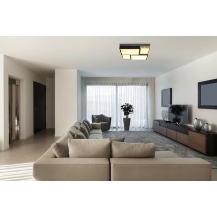 Globo 67286-50 - GUNDI LED-taklampa, 50W/230V, 60x60 cm, brun/svart