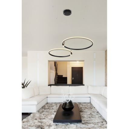 Globo - LED ljusreglerad ljuskrona på textilsladd LED/55W/230V 2700-6000K svart + fjärrkontroll