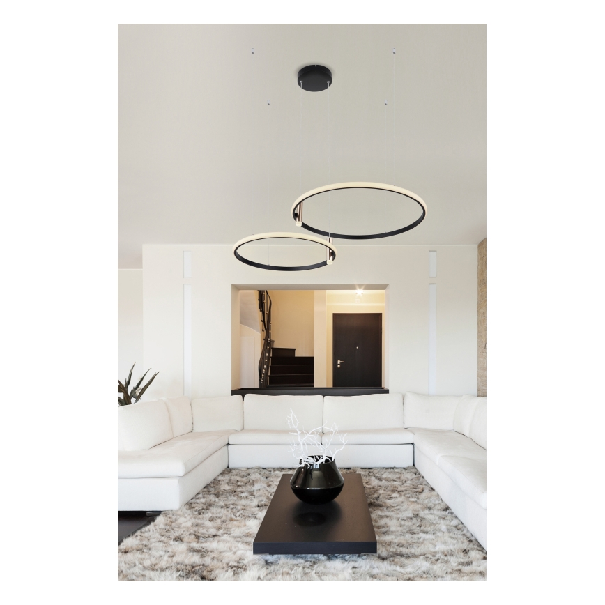 Globo - LED ljusreglerad ljuskrona på textilsladd LED/55W/230V 2700-6000K svart + fjärrkontroll