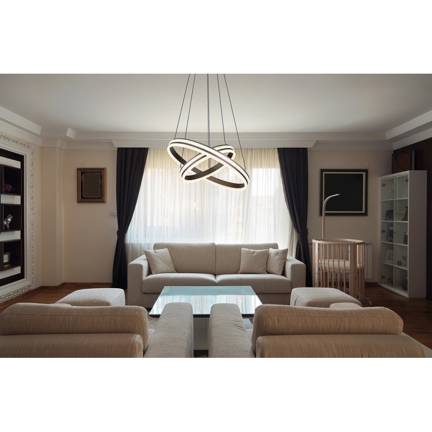 Globo - LED ljusreglerad ljuskrona på textilsladd LED/60W/230V 2700K-6000K + fjärrkontroll