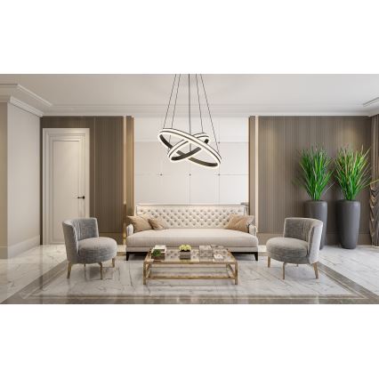 Globo - LED ljusreglerad ljuskrona på textilsladd LED/60W/230V 2700K-6000K + fjärrkontroll