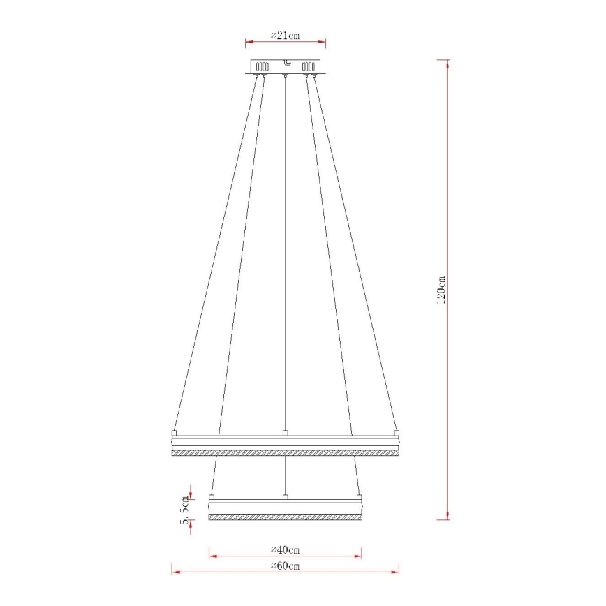 Globo - Dimmerbar LED-pendel på vajer LED/60W/230V 2700-6000K med fjärrkontroll
