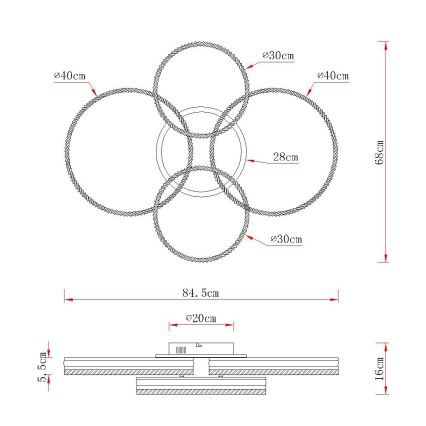 Globo - LED dimbar taklampa LED/90W/230V 2700-6000K silverfärgad + fjärrkontroll