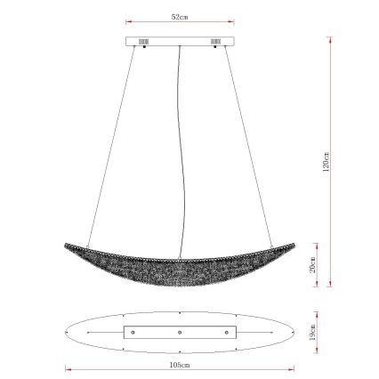 Globo - Dimbar LED-pendellampa med kabel LED/40W/230V 2700-6000K polerad krom + fjärrkontroll