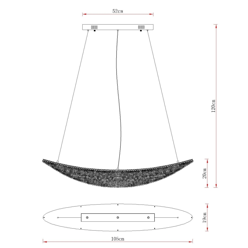 Globo - Dimbar LED-pendellampa med kabel LED/40W/230V 2700-6000K polerad krom + fjärrkontroll