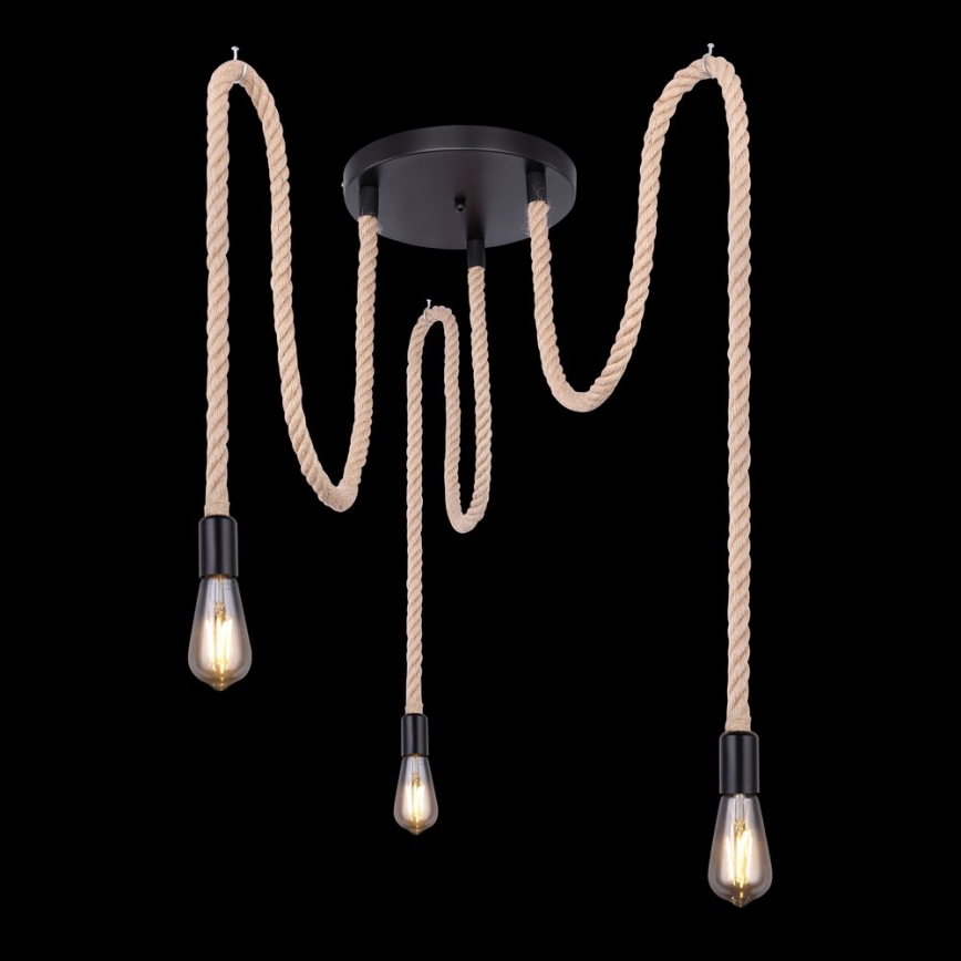 Globo - Ljuskrona med textilsladd 3xE27/60W/230V spindel