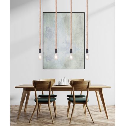 Globo 69029-4H - Ljuskrona med snöre ULLEU 4xE27/60W/230V