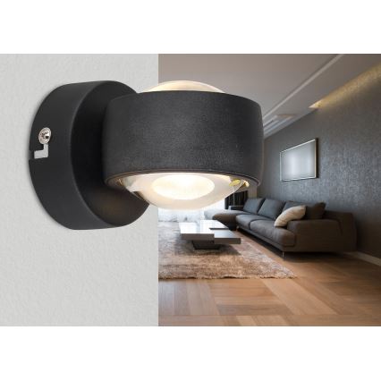 Globo - LED-vägglampa LED/7W/230V 3000K svart