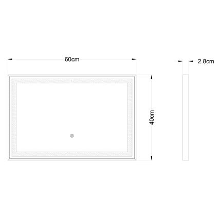 Globo - LED Ljusreglerad vägg spegel med en bakgrundsbelyst LED/10W/230V 2700/4000/6500K 60x40 cm