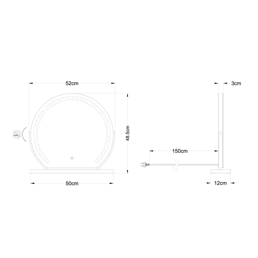 Globo - LED dimbar väggspegel med belysning LED/10W/230V 2700/4000/6500K 12x48,5 cm