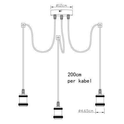 Globo A32-3 - Ljuskrona med textilsladd OLIVER 3xE27/40W/230V spindel